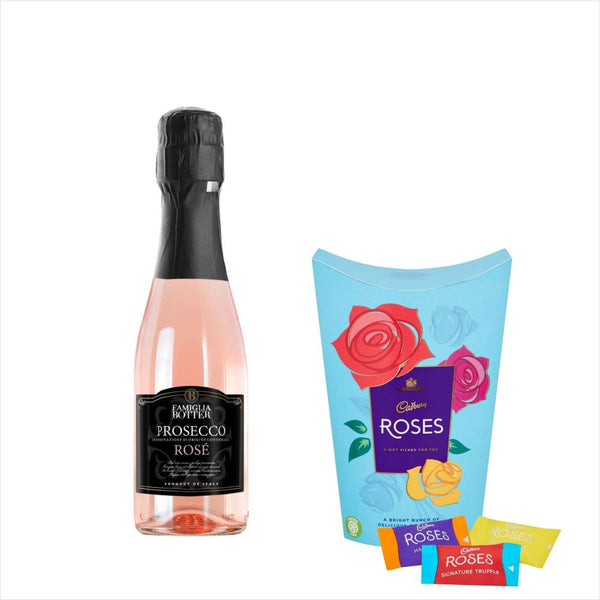 Botter Prosecco Rose 200ml & Roses Chocolate Gift