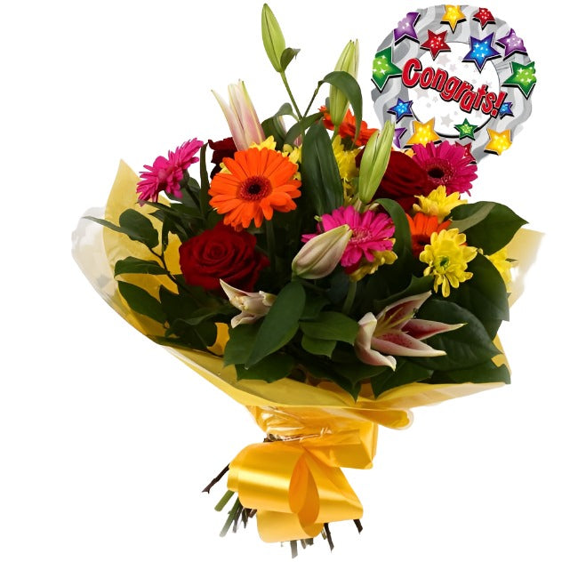 Congrats Balloon & Jubilation Bouquet